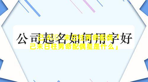 己 🐴 未日柱男命配偶「己未日柱男命配偶星是什么」